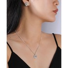 Silver Heart Rhinestone Necklace And Earrings Jewelry Set Bridal Prom Wedding