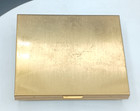 Vintage Compact Blush Powder Mirror Case Slim Rhinestone Crown Top Brass Tone