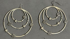 Vintage Pair Celestial Planetary Solar System Triple Hoop Earrings Gothic Wicca