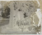 Antique Glass Plate Negative  Farm Workers  including Black Man  Eating Lunch