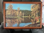 Vintage Mcm Helmscene Electric Lighted Wood Framed Picture   Goose Lake   No  53