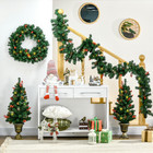 Homcom Prelit Holiday Christmas 4-piece Set  Garland Wreath And Set Of 2 Entranc
