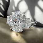 Igi 6 00ct F  vs1 Oval Cut Lab Grown Diamond Three-stone Ring 14k White Gold