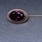Antique Victorian Gold Filled Hatpin Amethyst Glass Long Oval Stick Pin
