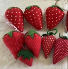 10 Vintage 3    Handmade Fabric felt Red Strawberry Sewing Needle Pin Cushions