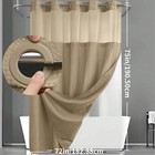 Hs-1pc Waffle Double Woven Shower Curtain  No Hook  Clear Top Window Hookless Sh