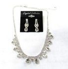 Silver Rhinestone Crystal Sparkle  Necklace Set Bridal Wedding Prom   12049