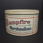 Vintage The Campfire Co  Marshmallows 5lb Round Metal Tin 10 x6 