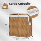 110l Foldable Wicker Laundry Hamper With Lid Storage Bin Bathroom Laundry Room