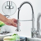 Chrome Kitchen Sink Faucet With Pull Down Spray Single Handle Swivel Mixer Taps