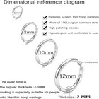 316l Surgical Stainless Steel Huggie Hoop Earrings 6mm 8mm 10mm 11mm 12mm 14m   