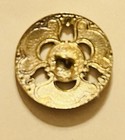 Ex Rare Antique Rose Enamel Multicolored Brass Button  Ca   1890s early 1900s