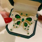 2pcs Elegant Vintage Green Butterfly Brooch Pin Rhinestone Jewelry Gift Forwomen