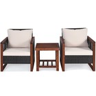 3pcs Rattan Wicker Patio Conversation Set Outdoor Furniture Set W  Cushion