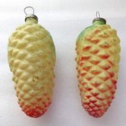2 Huge Antique Vintage Glass Christmas Ornaments X-mas Tree Decoration Pinecones