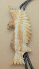 Large Native American Navajo Natural Carved Stone Eagle Sterling Silver Tip Bolo