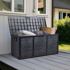 75 Gallon Outdoor Patio Storage Deck Box Garden Bench Weatherproof Resin Black