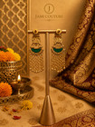 Indian Elephant Chandbali Earrings Antique Gold Ruby Emerald Pearl Temple Bridal