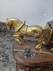 Vintage Brass Coal Miner Pit Head Model   Figurine Horse-drawn Wagon Coal Miner