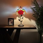 Tiffany Style Table Lamp Stained Glass Rose Flowers Led Bulb 10 w 10 d 20 h