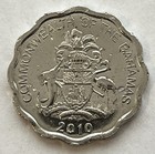 2010 Bahamas 10 Cents Circulated Coin With Scalloped Edge Bone Fish Design