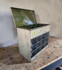 Vintage Lyon Metal Parts Hardware Nail Screw Chute Style Bin Cabinet Organizer