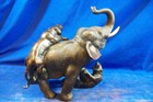 Rare Antique Japanese Bronze Statue - Elephant   Tigers - Japan 19th C  - Meiji