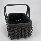 Vintage Dark Green Woven Basket Porcupine Gathering Basket Camp Cabin Core