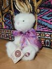 New Boyds Gen-yoo-wine 10  Kimmy Easter Bear White Stuffed Animal Plush Bowtie