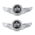 2pcs Wing Circular Crown Emblems crystal Diamond Crown Car Silver Black