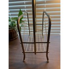 Vintage Mid-century Modern Brass Metal Magazine Rack   Vinyl Record Lp Stand