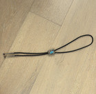 Navajo Signed Sterling Silver 925 Turquoise Bolo Tie Leather Cord 