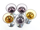 Art Deco Cambridge Glass Farberware Chrome Craft Cocktail Glasses Purple Yellow