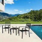 3 Pcs Black Patio Dining Set Bistro Kitchen Square Table Chairs Furniture Home