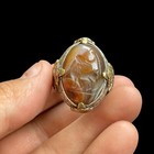 Ancient Afghanistan Old Agate Intaglio Stone Solid Silver Ring