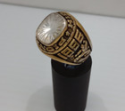 1996 Dustin Pioneer High School Class Ring Gold Tone Sz 8 5 Y2k Era Karate Accr