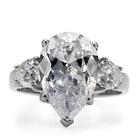 Huge Pear Shape   Heart Cz Sides Stainless Steel Engagement Ring