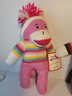  2  Sock Monkey Stuffed Animal Girl Boy Striped Sweater Christmas Dan Dee Plushy