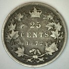 1872 H Canada Silver 25 Cents Coin Circulated Edge Nick Victoria Ruler Canadian