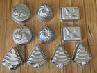 10 Vtg Aluminum Baking Tin Jello Cake Mini Tarts Bundt Molds Tree Bunny Swirl  