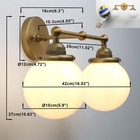 Indoor 2 Light Milk Glass Antique Brass Wall Sconce  Vintage Industrial Moder   