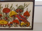 Vintage 1970s Merry Mushroom Crewel Yarn Framed 20  X 10 1 2 