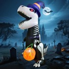 8ft Inflatable Halloween Skeleton Dinosaur With Pumpkin   Leds - Outdoor Yard De