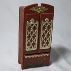 Lot Of 5 Vintage Miniature Dollhouse Furniture Wood Chest Dresser  Brown Gold