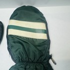 Vtg Snowmobile Mittens Made In Canada Green With White Stripe Zip Sides Size L