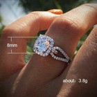 Women Silver Plated Ring Oval Cut Simulated White Sapphire Wedding Ring Siz 6-10