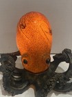 Octopus Lamp  Unique Bronze Resin Suction Cup Texture Tentacles Amber Glass 