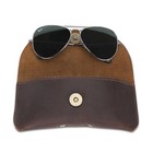 Leather Eyeglass Case Genuine Leather Sunglasses Case Eyewear Pouch Brown