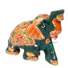 87g 2 8  Natural Green Jade Elephant Beautiful Golden Work Hand Carved Statue