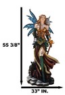Large 4 5 Ft Moon Spell Caster Fairy With Owl Cat And Solar Led Lantern Statue